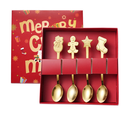 Stainless steel Christmas dessert spoons - Festive and creative Christmas gift set