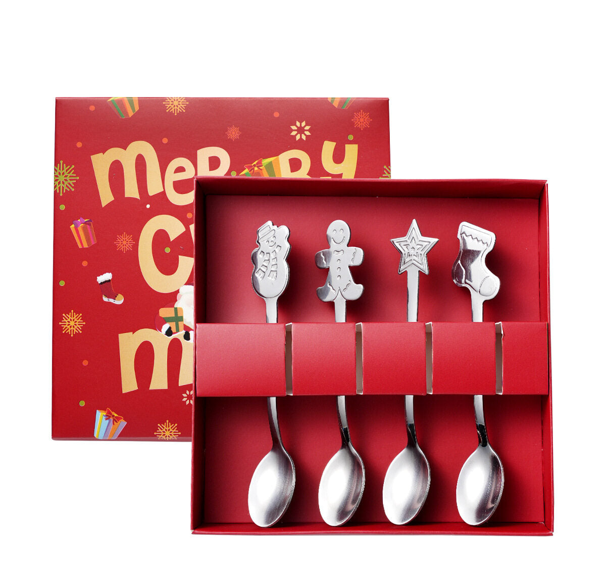 Stainless steel Christmas dessert spoons - Festive and creative Christmas gift set